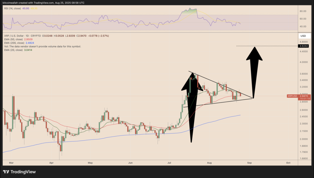 نمودار روزانه قیمت XRP - منبع: TradingView